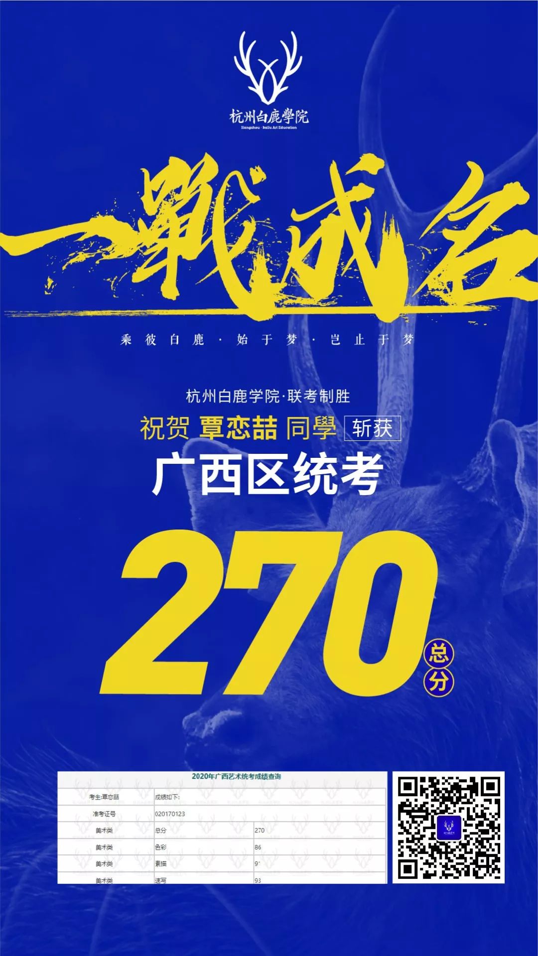 杭州白鹿画室,杭州美术统考,美术统考成绩     28