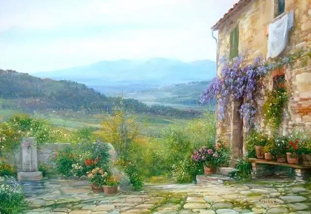 田园之美的画风|意大利画家antonietta varallo油画欣赏